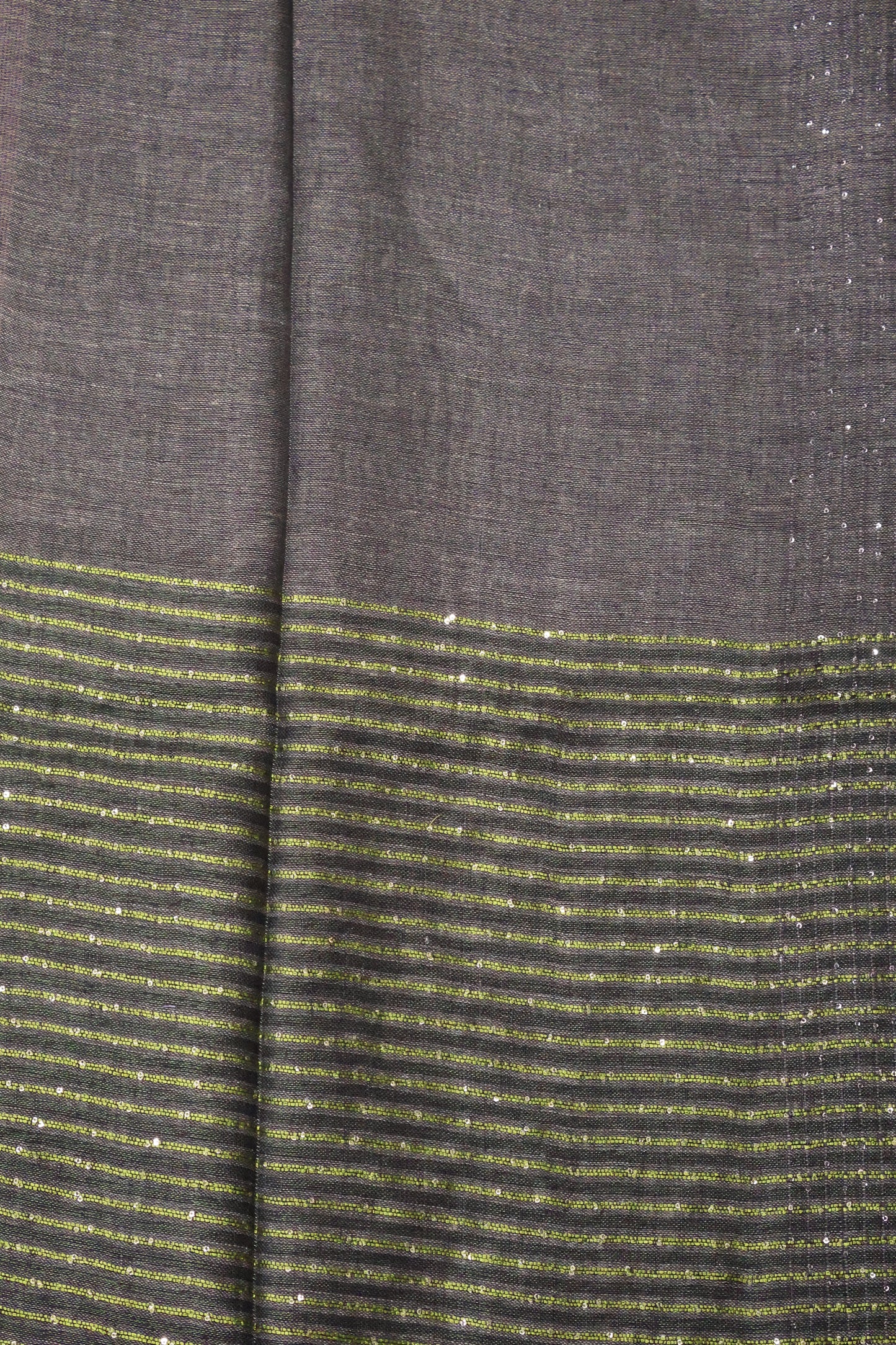 Linen Saree -Green Wavy Chumki