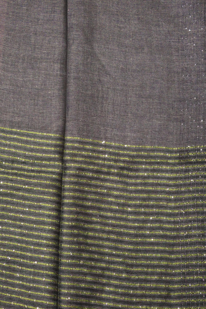 Linen Saree -Green Wavy Chumki