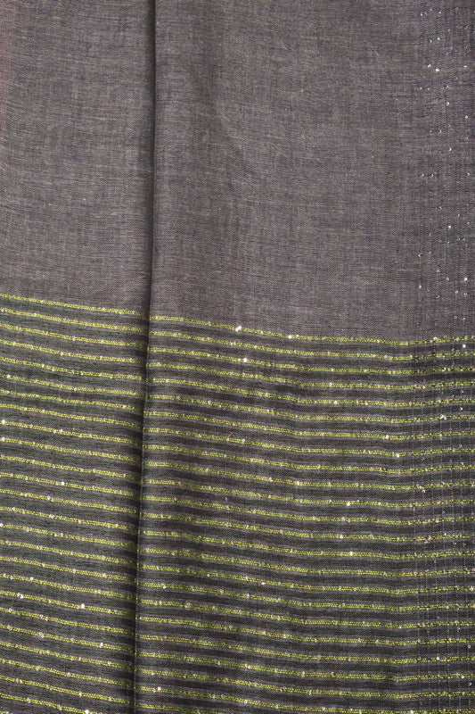 Linen Saree -Green Wavy Chumki