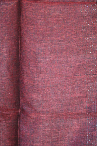Linen Saree -Maroon Wavy Chumki