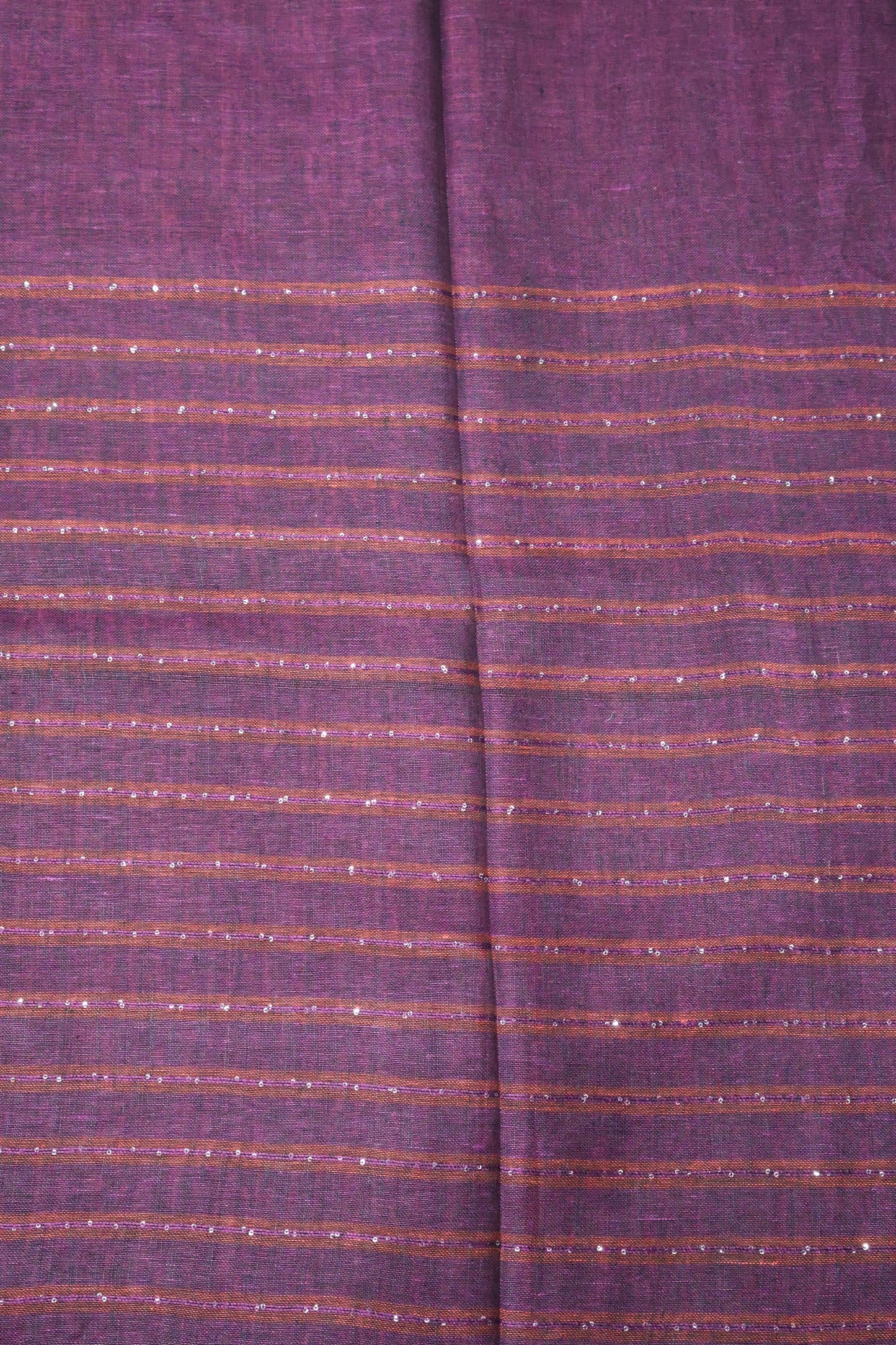 Linen Saree -Purple Chumki Work