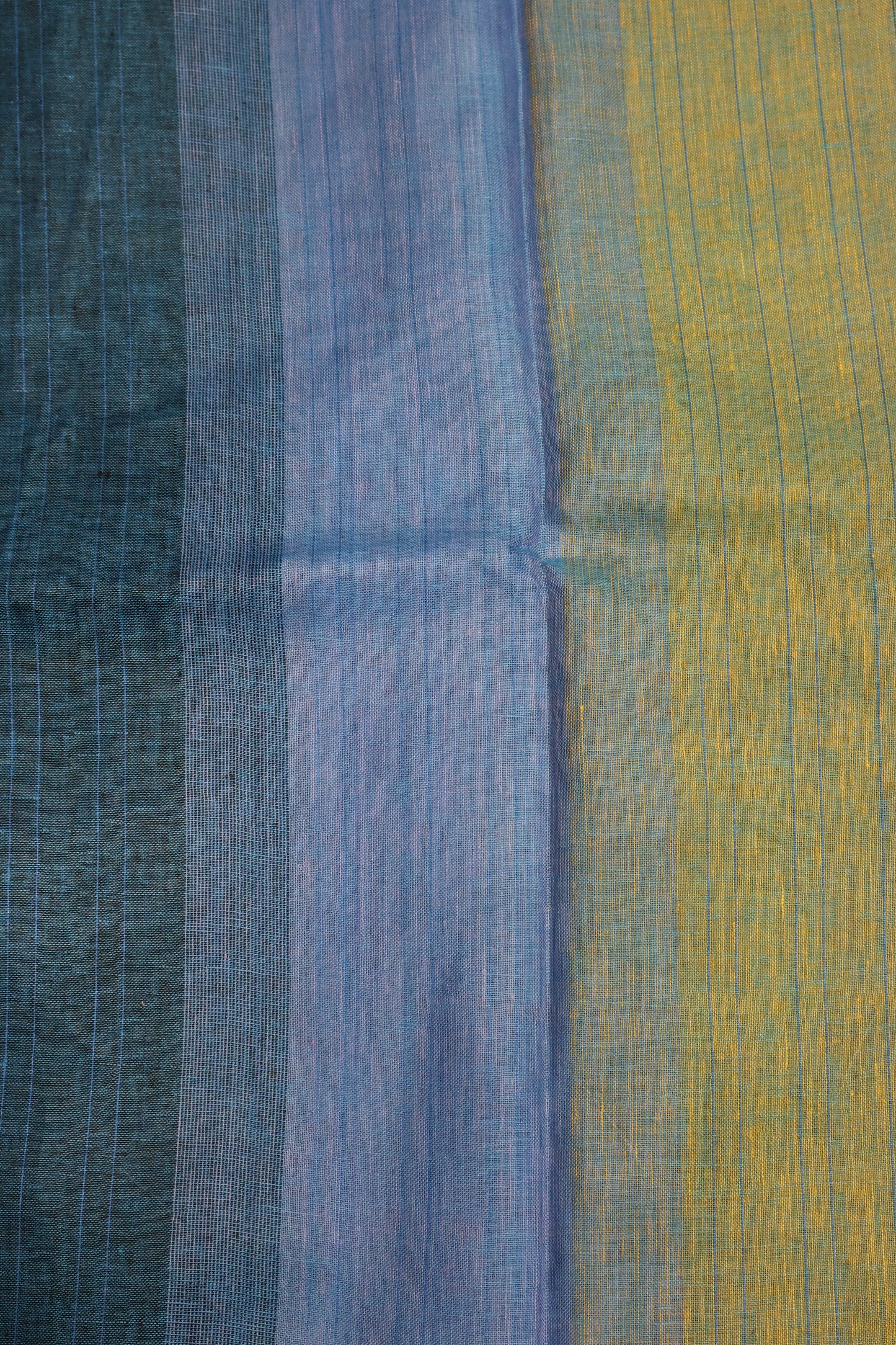 Linen Saree -Sky Blue Zari Line