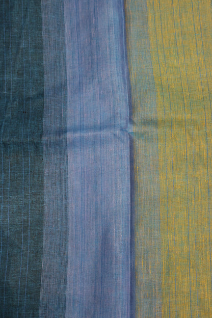 Linen Saree -Sky Blue Zari Line