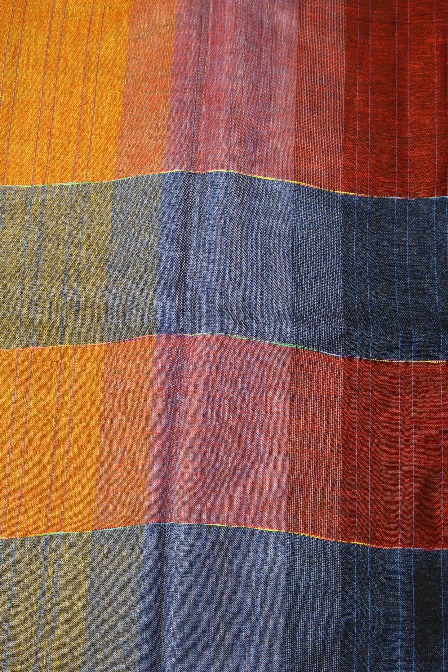 Linen Saree -Maroon Blue Zari Line