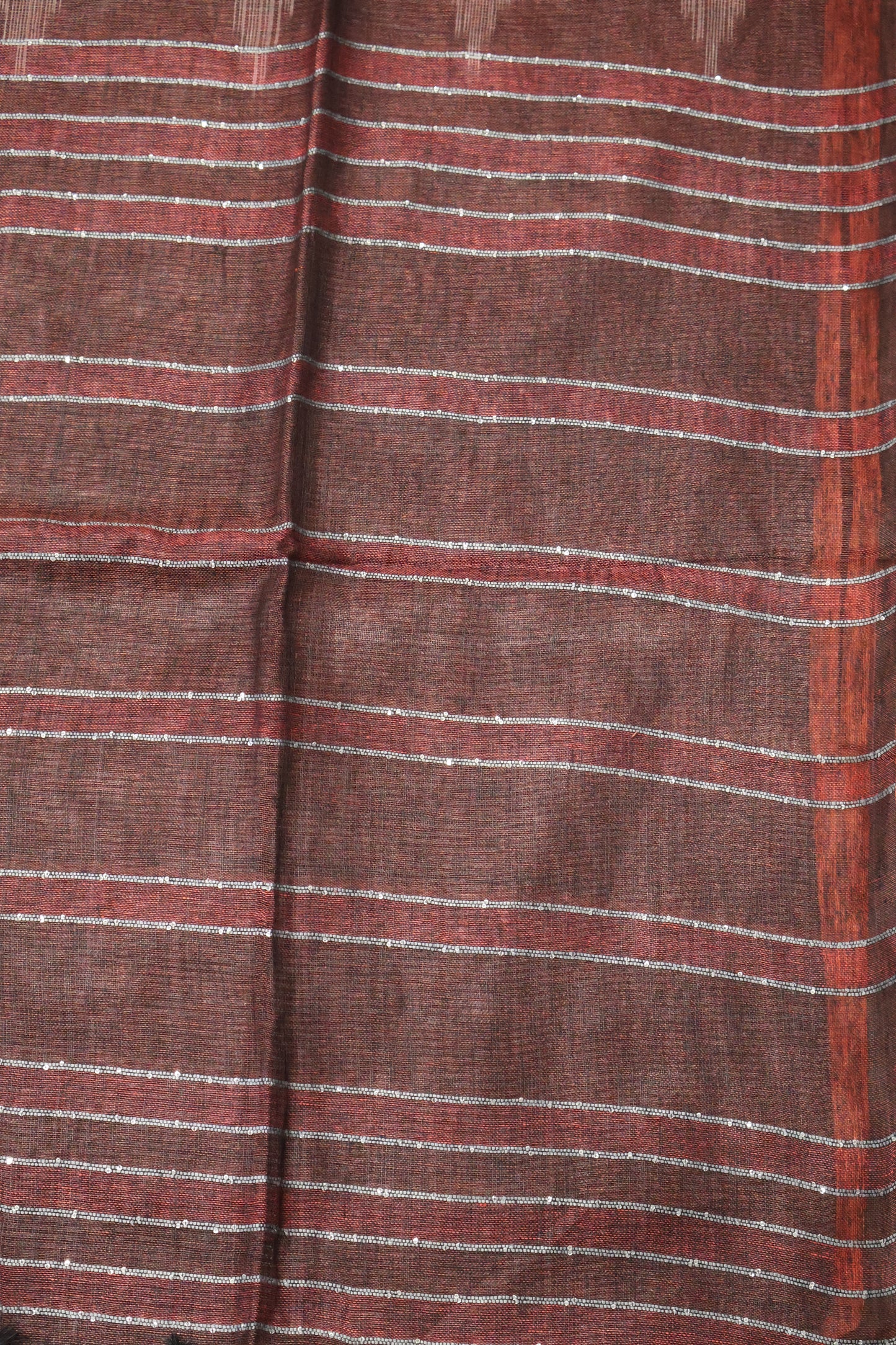 Linen Saree -Maroon Double Colour Zari