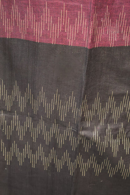 Linen Saree -Wine Ikkat Weaving