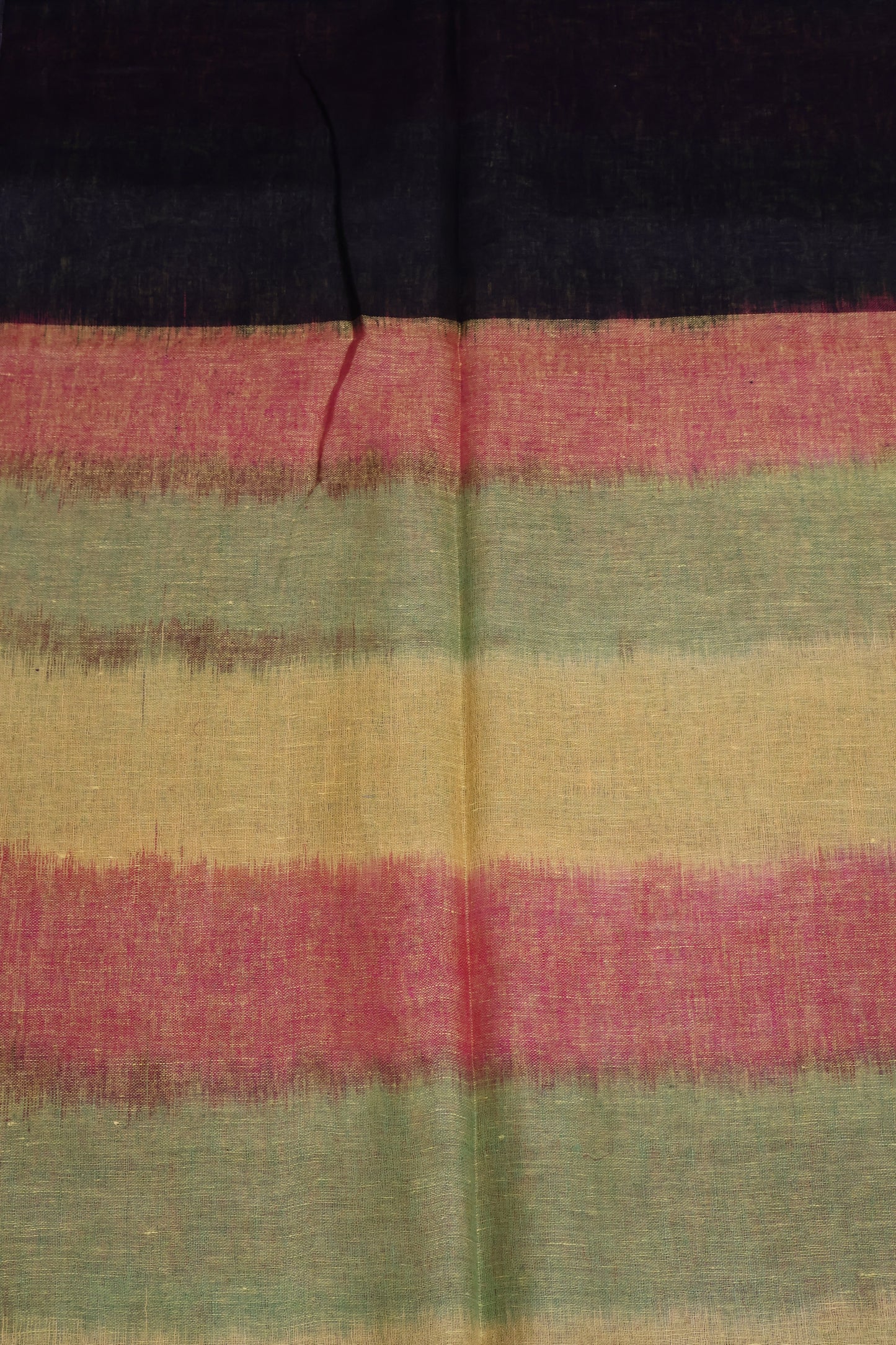 Linen Saree - Black Ikkat Weaving