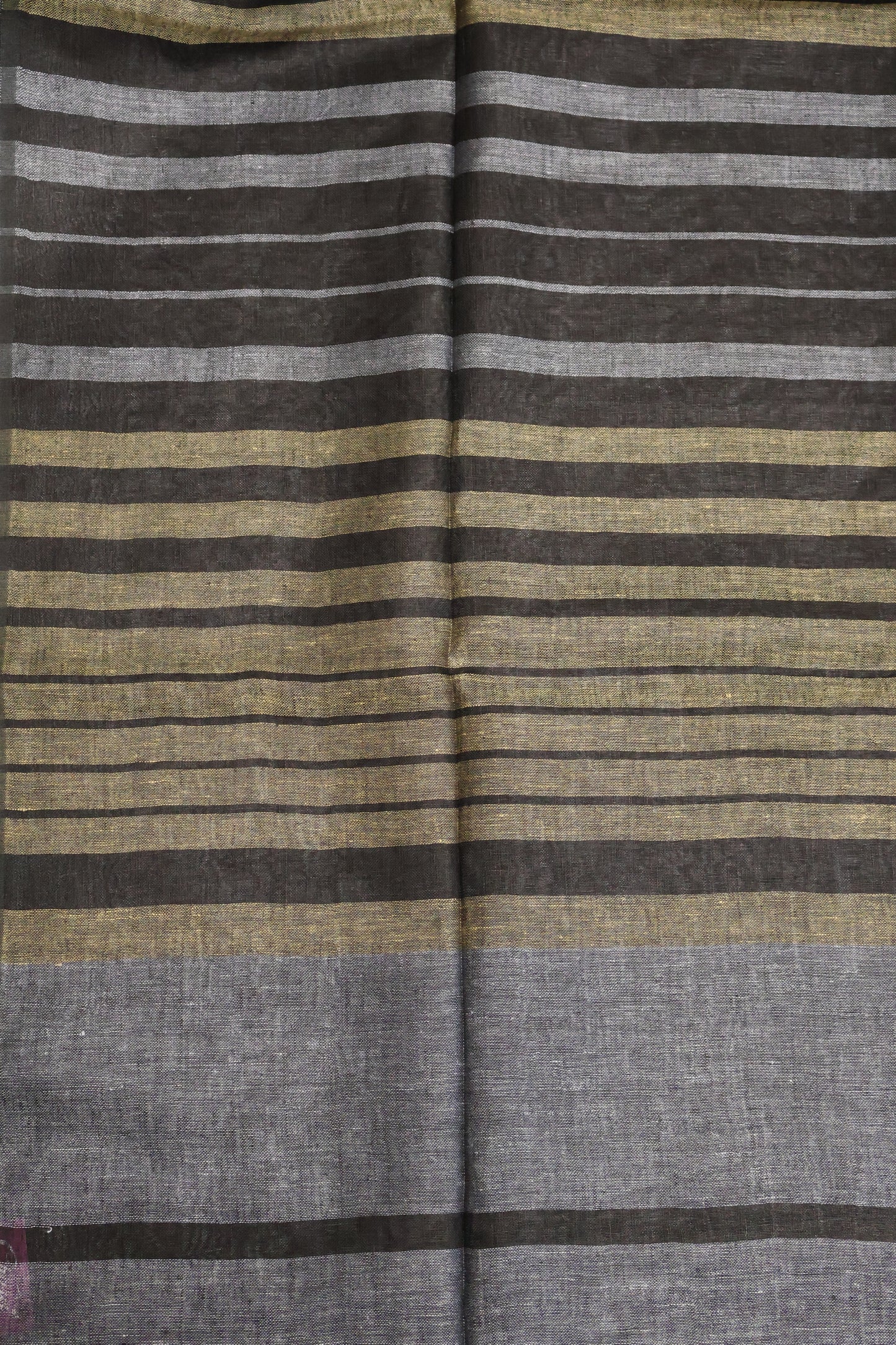 Linen Saree - Line pattern-Beige