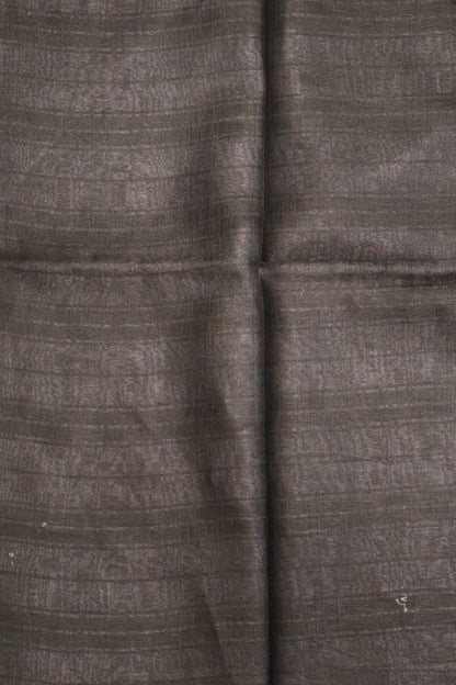 Linen Saree -Grey - Black Zari