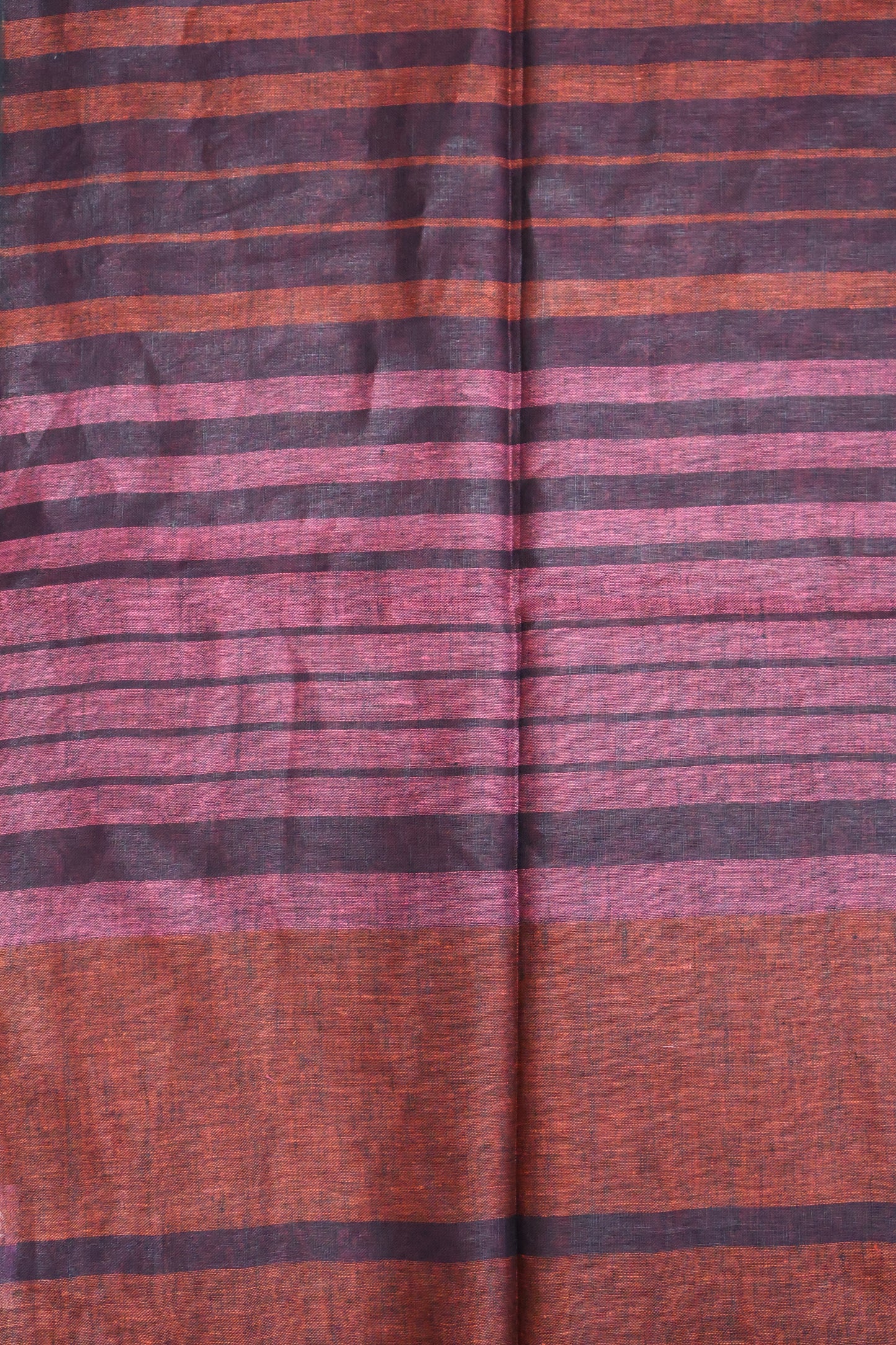 Linen Saree - Line Pattern-Maroon