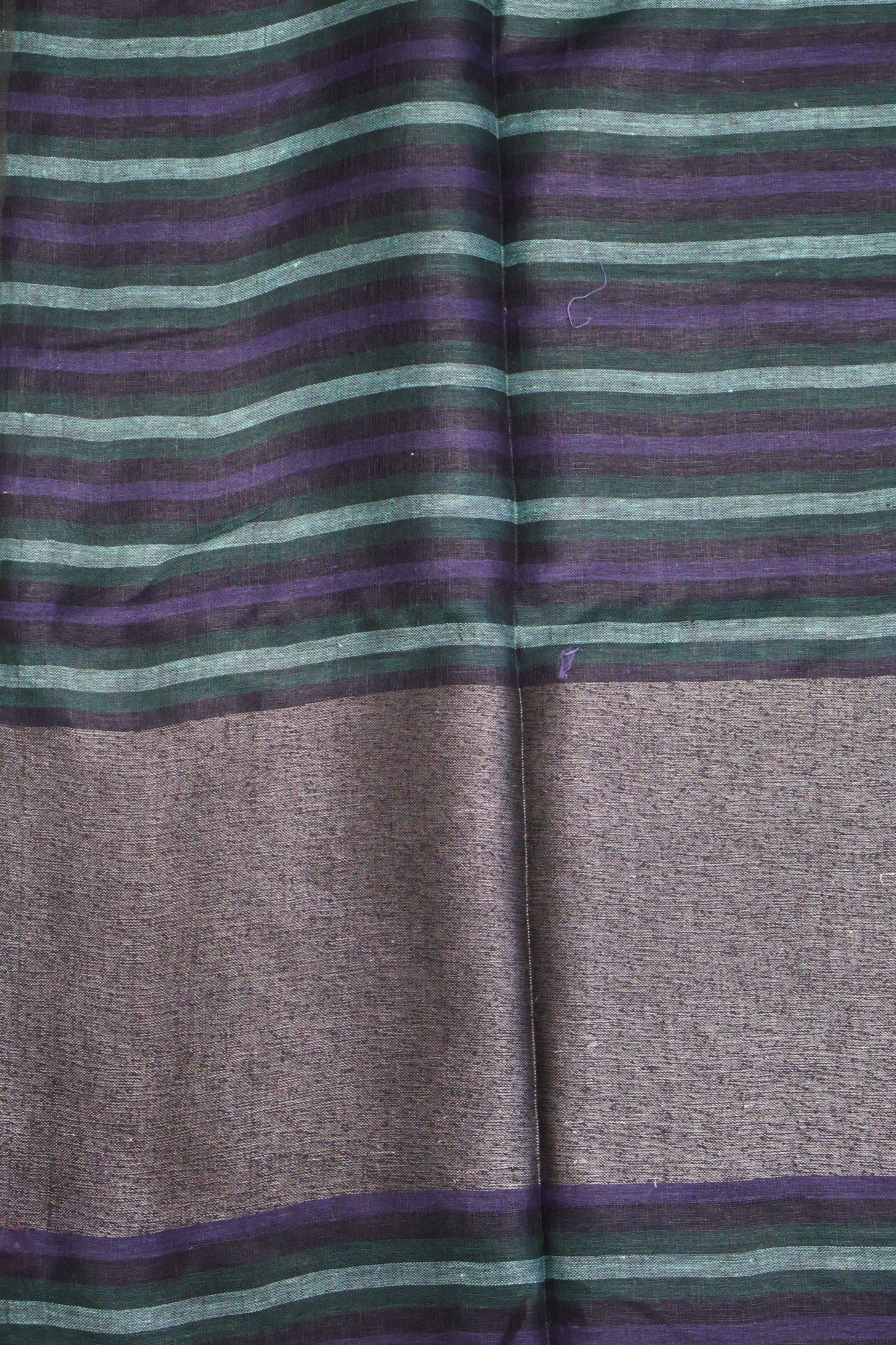 Linen Saree -Black Zari-Green