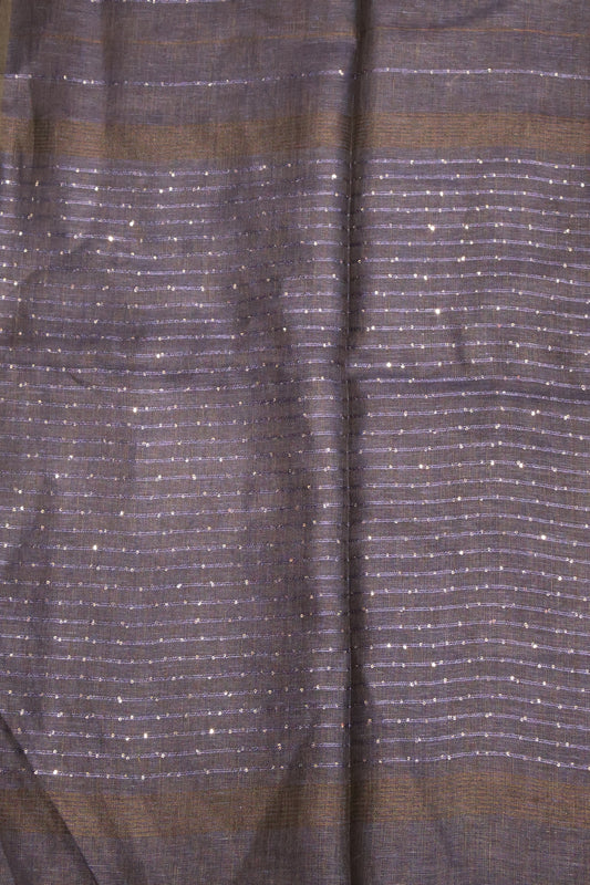 Linen Saree - Chumki Pattern-Blue