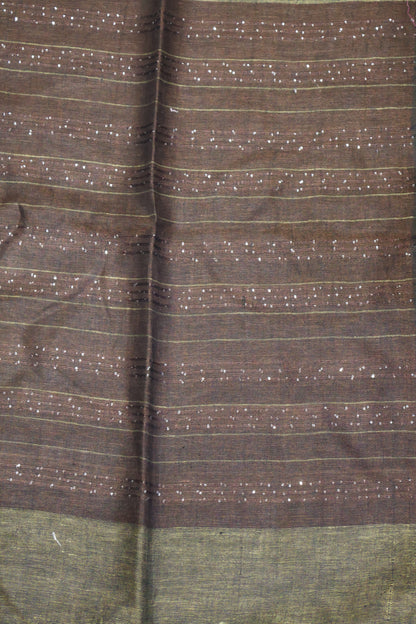 Linen Saree - Chumki Pattern-Mehndi Brown
