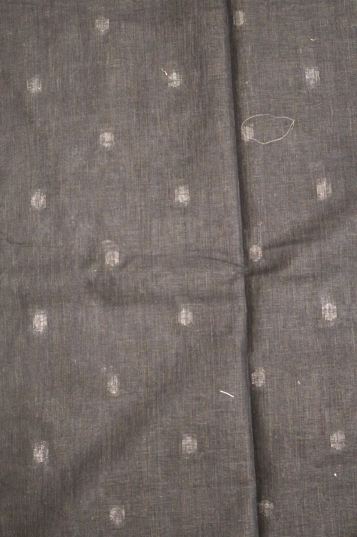 Linen Saree -Round Butta-Navy Blue