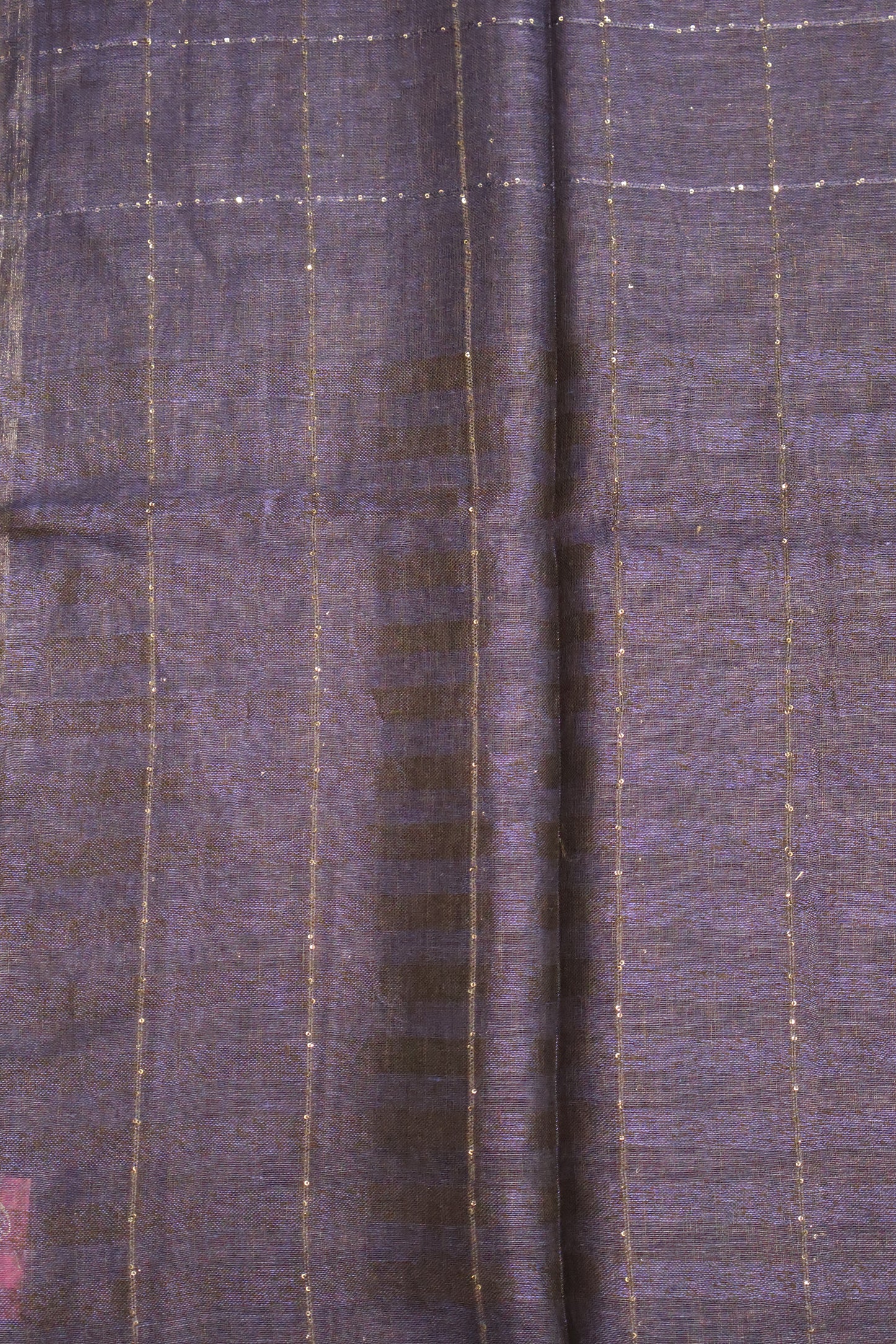 Linen Saree -Chumki Checks Pattern-Blue