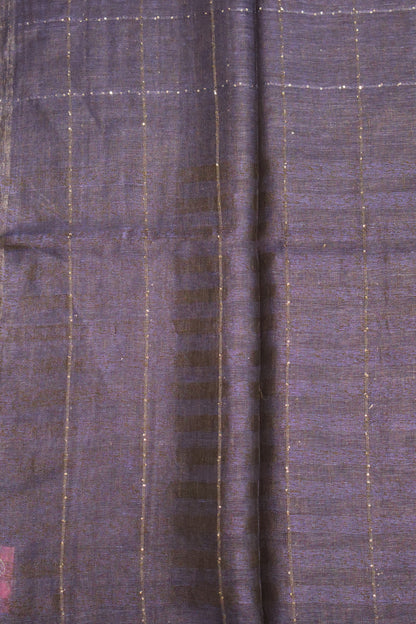 Linen Saree -Chumki Checks Pattern-Blue