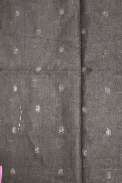 Linen Saree -Round Butta-Bottle Green