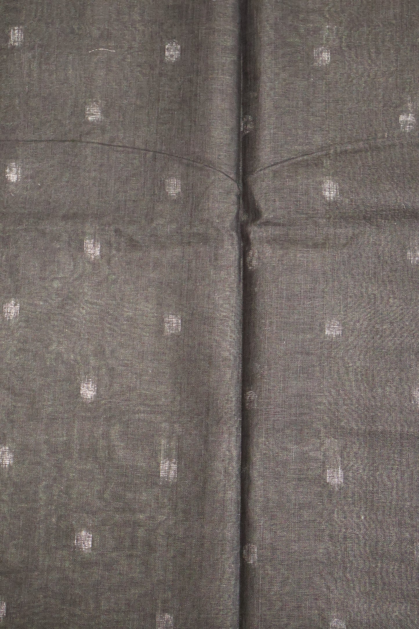 Linen Saree -Round Butta-Army Green
