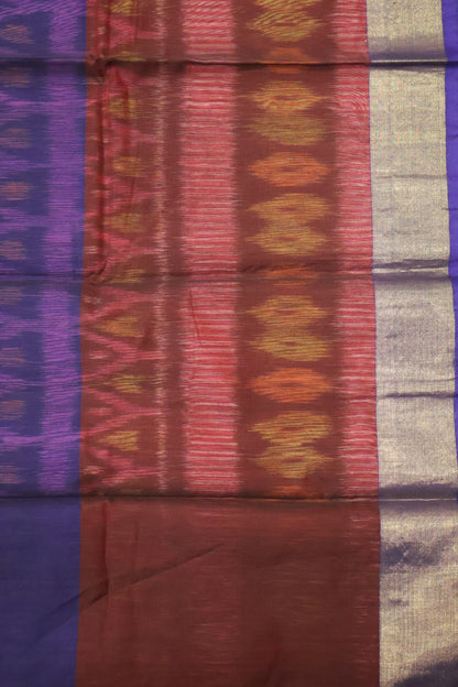 Pochampally Silk Cotton-Lavender Pink Ikkat Pattern