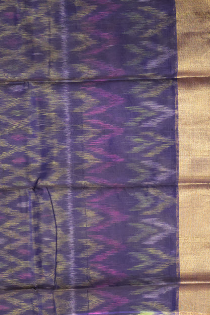 Pochampally Silk Cotton-Blue ikkat Pattern