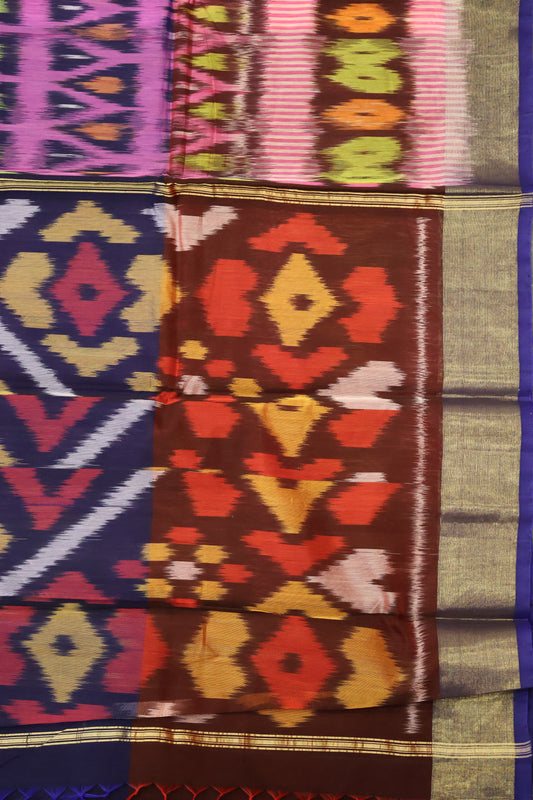 Pochampally Silk Cotton-Light Purple ikkat Pattern