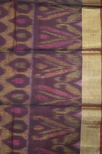 Pochampally Silk Cotton- Maroon ikkat Pattern
