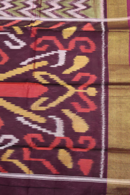 Pochampally Silk Cotton- Purple ikkat Pattern