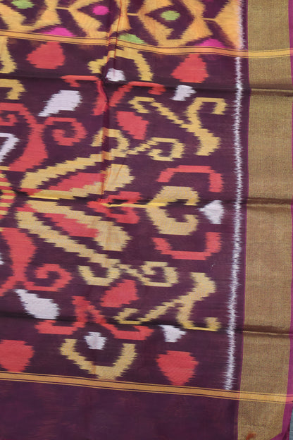 Pochampally Silk Cotton- Peach ikkat Pattern