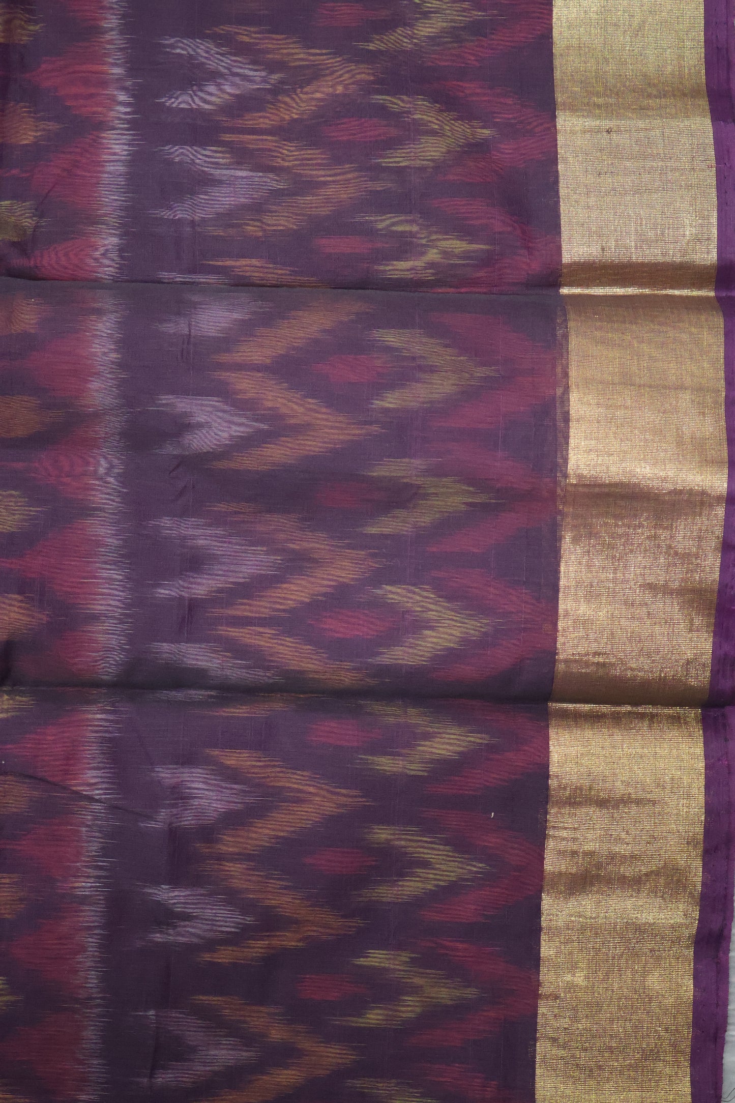 Pochampally Silk Cotton- Purple-Red ikkat Pattern