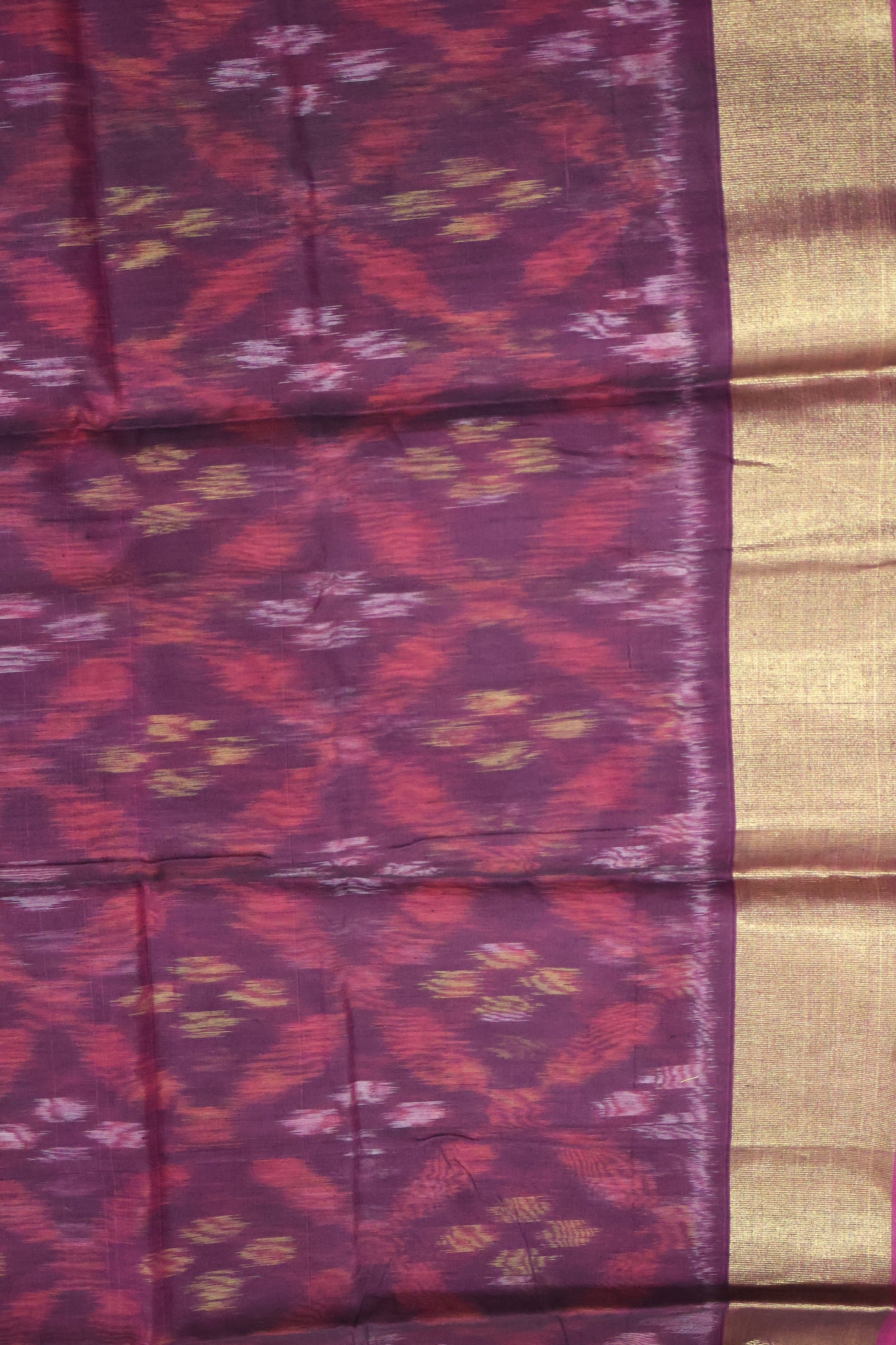 Pochampally Silk Cotton-Wine-Red ikkat Pattern