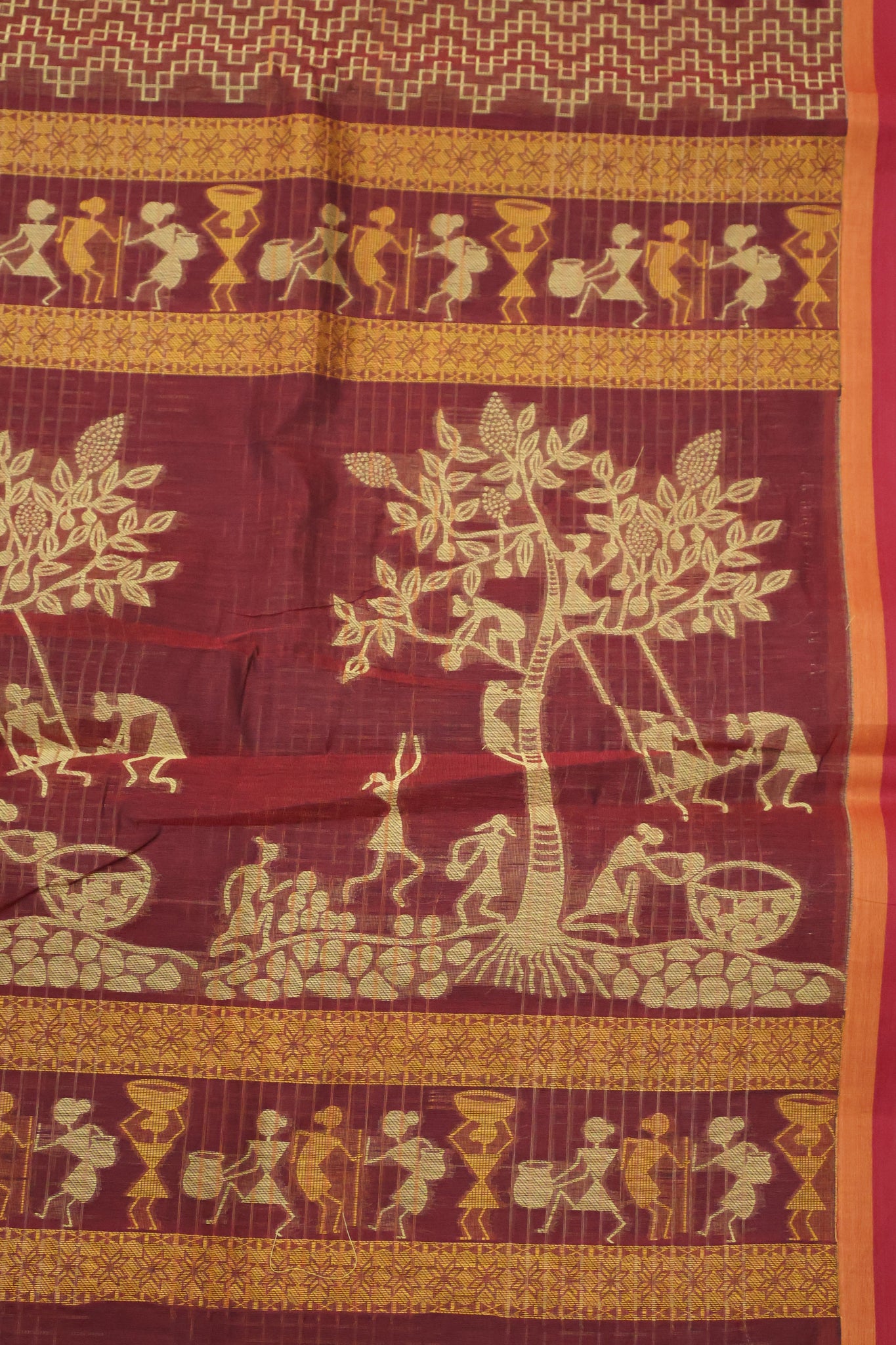 Mercerized Cotton -Village Setup-Maroon