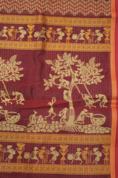 Mercerized Cotton -Village Setup-Maroon