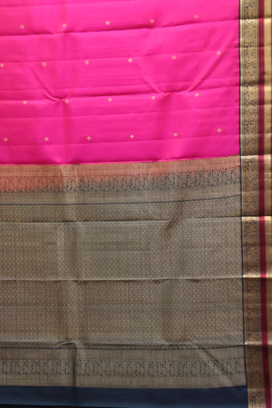 Akshayam - Pure Kanjivaram Silk Saree -Rani Pink Embroider Border