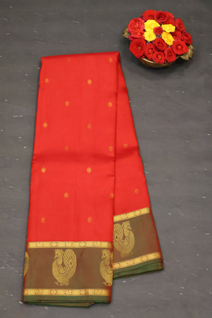 Akshayam - Pure Kanjivaram Silk Saree -Red Manthulir Print