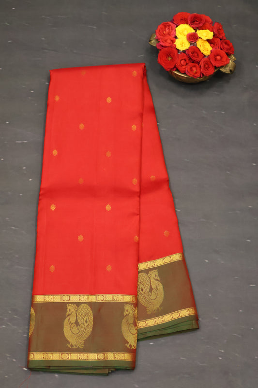 Akshayam - Pure Kanjivaram Silk Saree -Red Manthulir Print