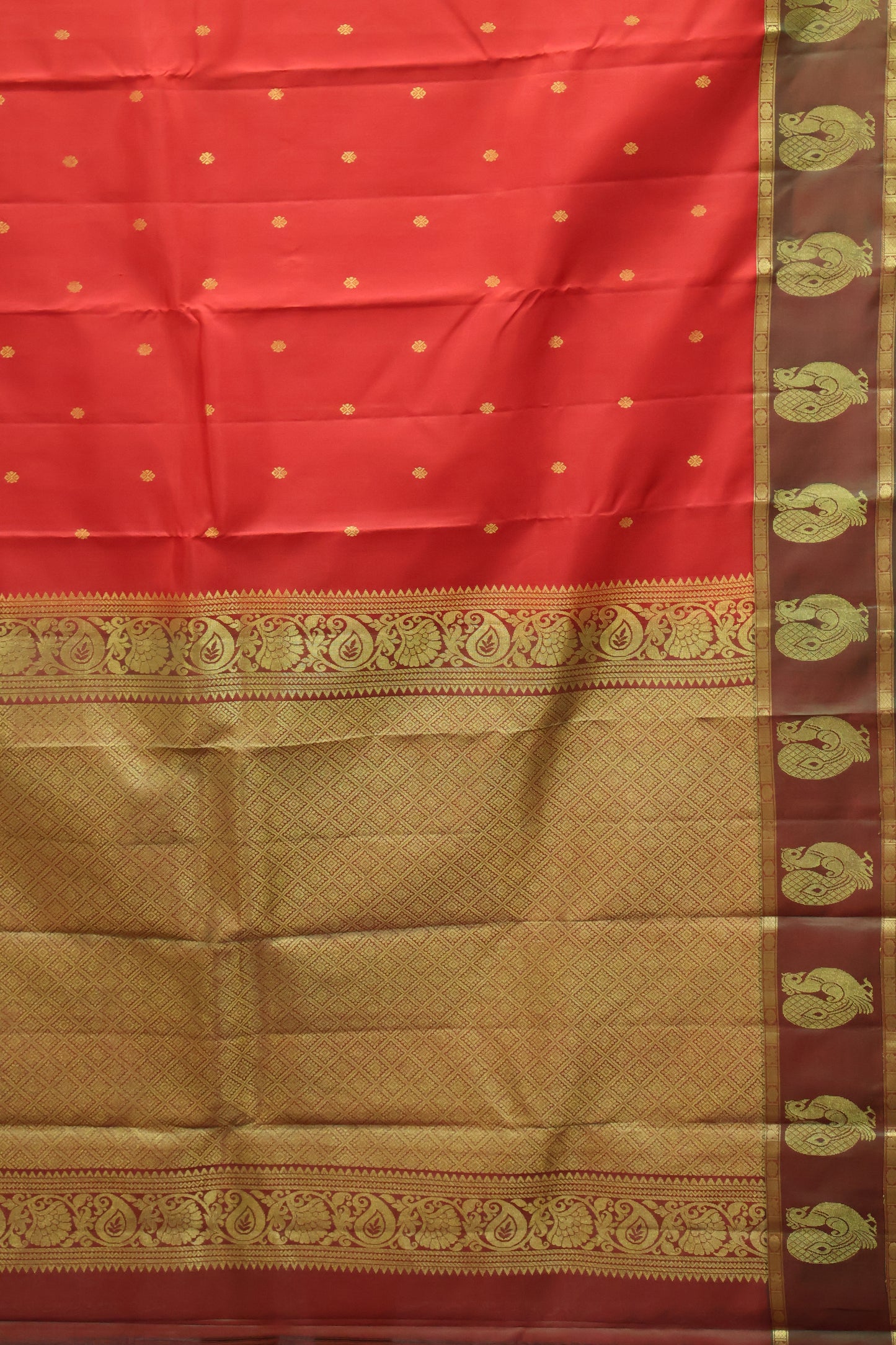 Akshayam - Pure Kanjivaram Silk Saree -Red Manthulir Print