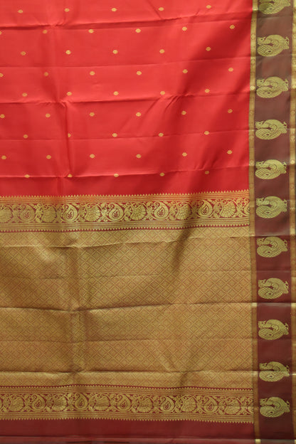 Akshayam - Pure Kanjivaram Silk Saree -Red Manthulir Print