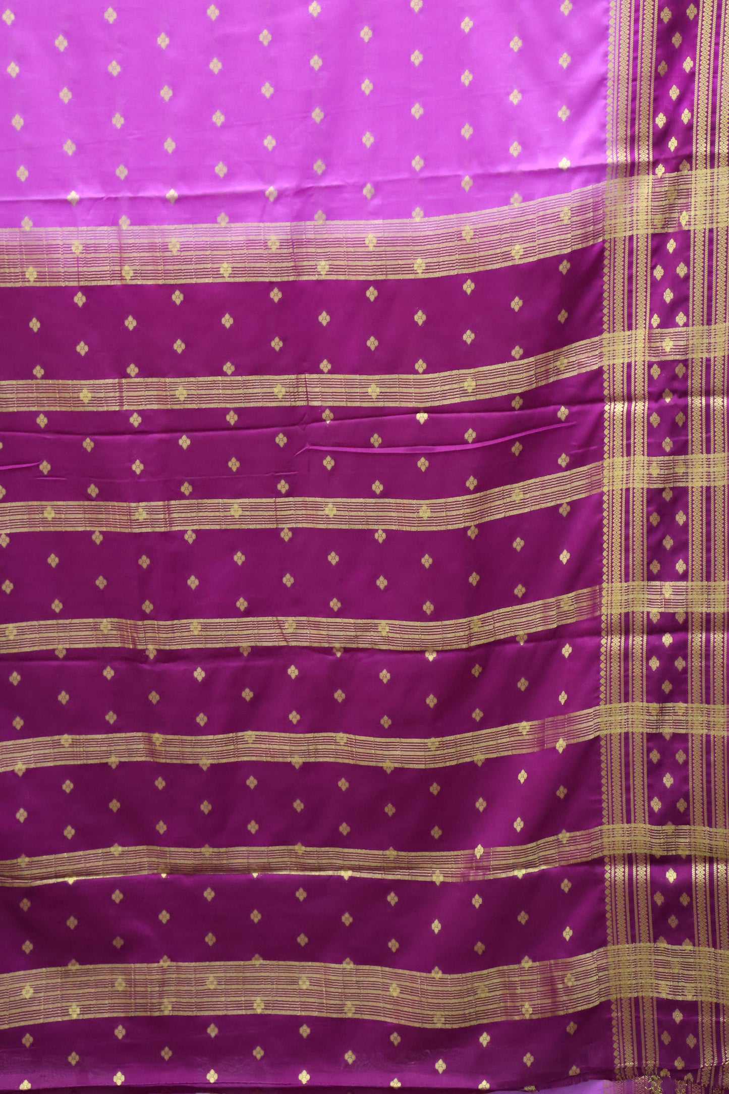 Semi Mysore Silk Saree-Purple Floral Buta