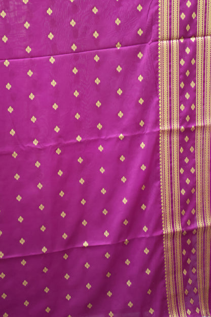 Semi Mysore Silk Saree-Purple Floral Buta