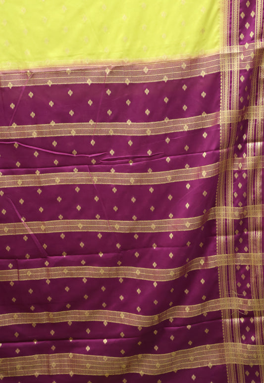 Semi Mysore Silk Saree-Mehandhi Green Floral Buta