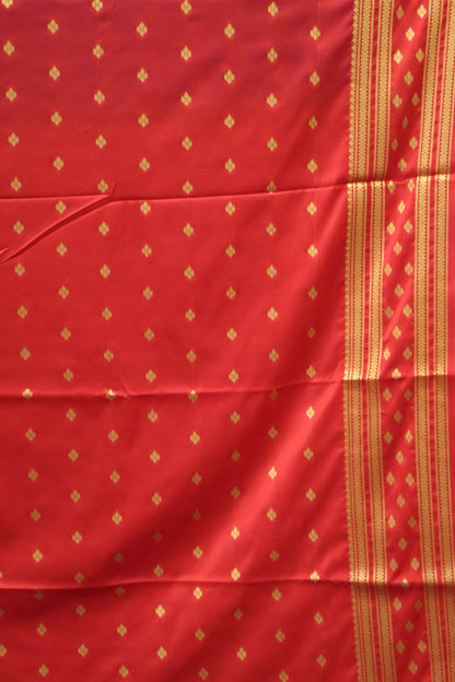 Semi Mysore Silk Saree-Ink Blue-Red Floral Buta