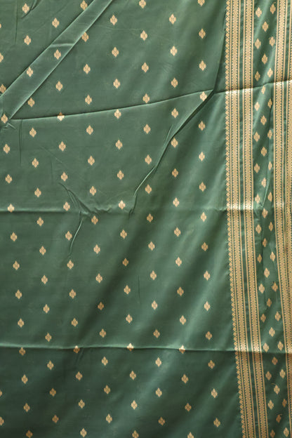 Semi Mysore Silk Saree-Mustard-Green Floral Buta