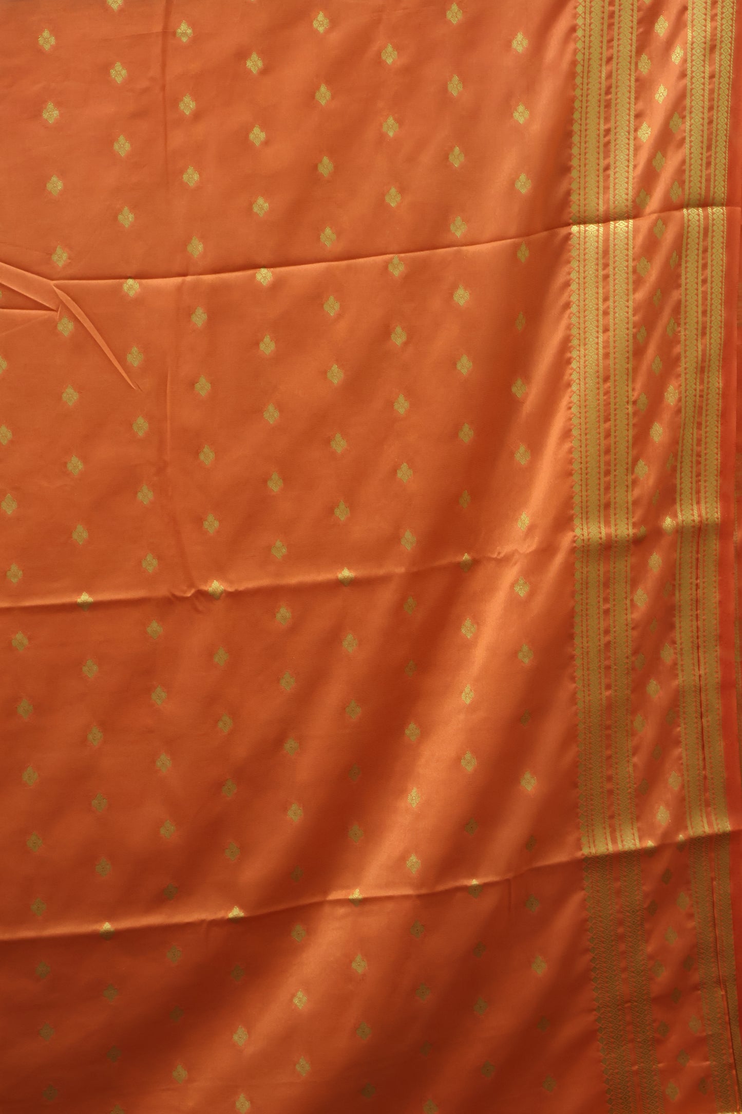 Semi Mysore Silk Saree-Blue-Orange Floral Buta