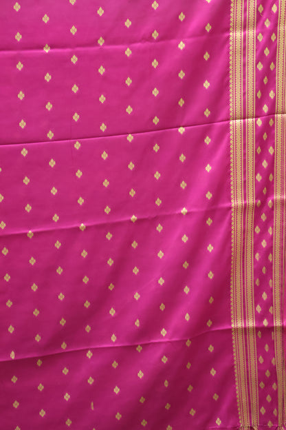 Semi Mysore Silk Saree-Green-Pink Floral Buta