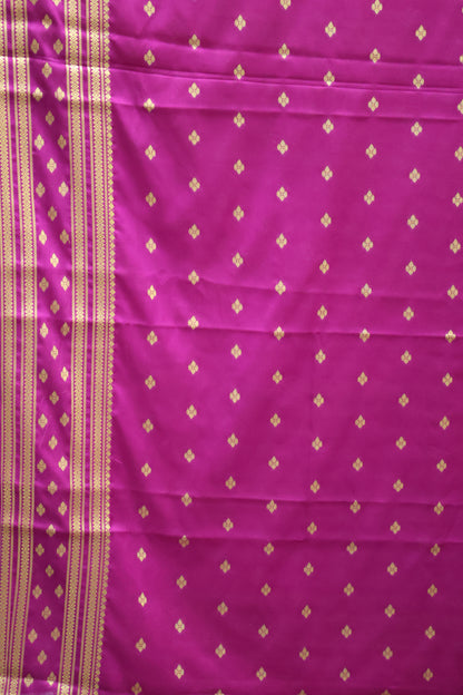 Semi Mysore Silk Saree-Pink-Wine Floral Buta
