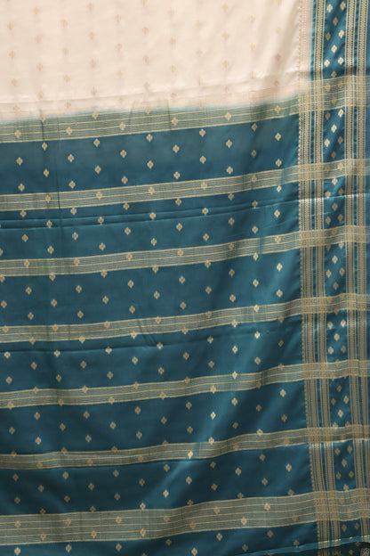 Semi Mysore Silk Saree-Off-White Floral Buta