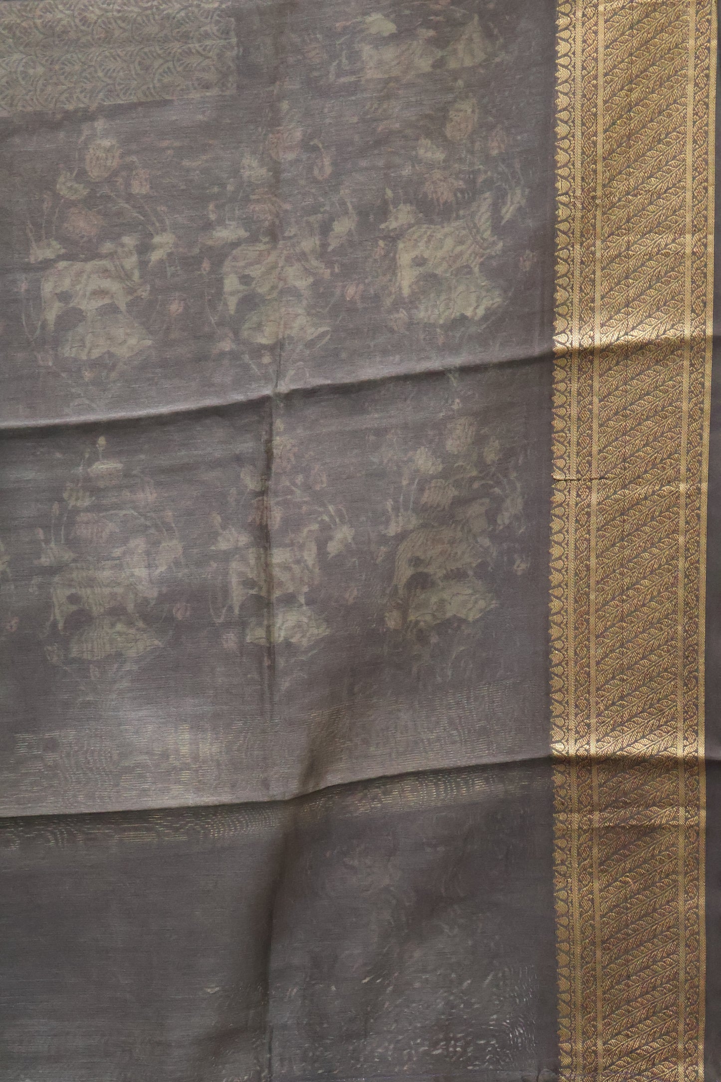 Pure Chanderi Saree-Black Pichwai Print
