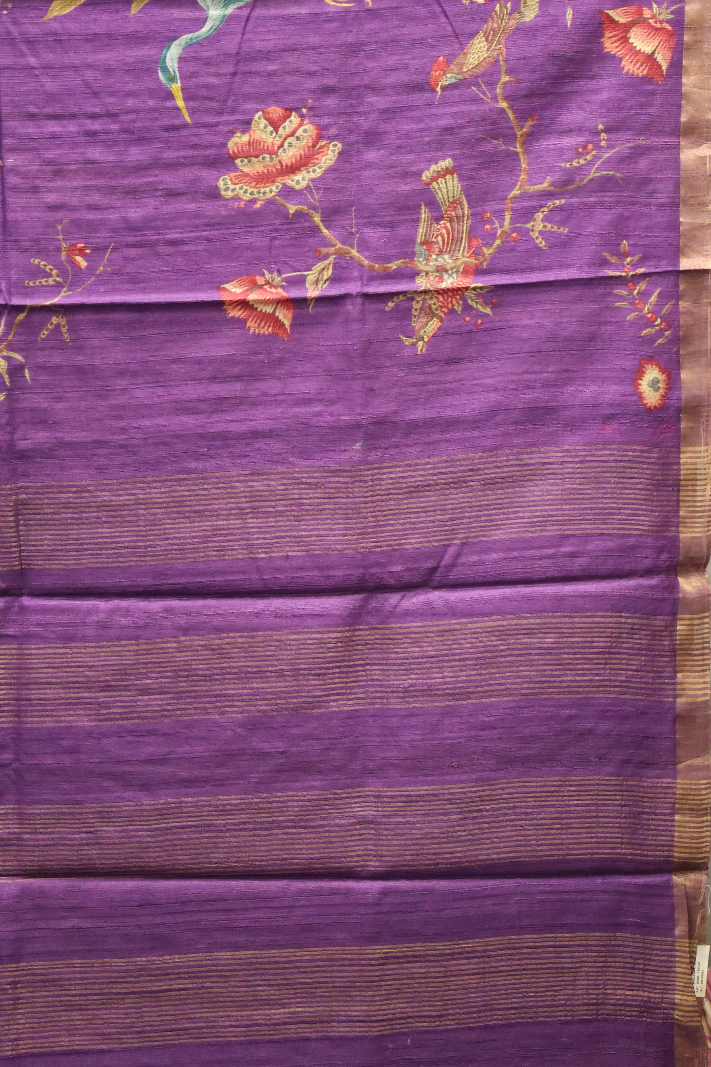 Pure Matka Tussar Saree-purple Colorful Theme Print