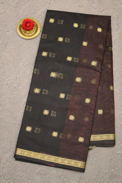 Maheswari Cotton Saree - Black Star Zari Buta