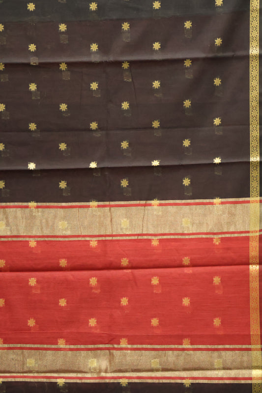 Maheswari Cotton Saree - Black Star Zari Buta